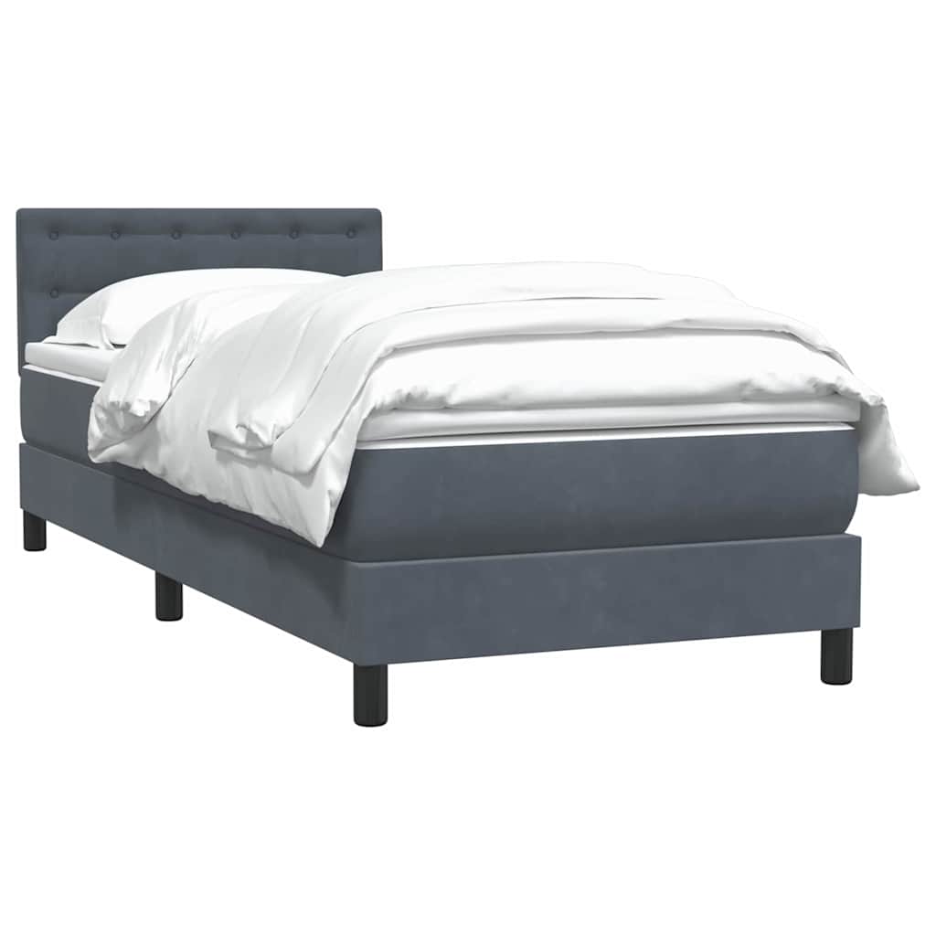 Box spring krevet s madracem tamnosivi 80 x 220 cm baršunasti