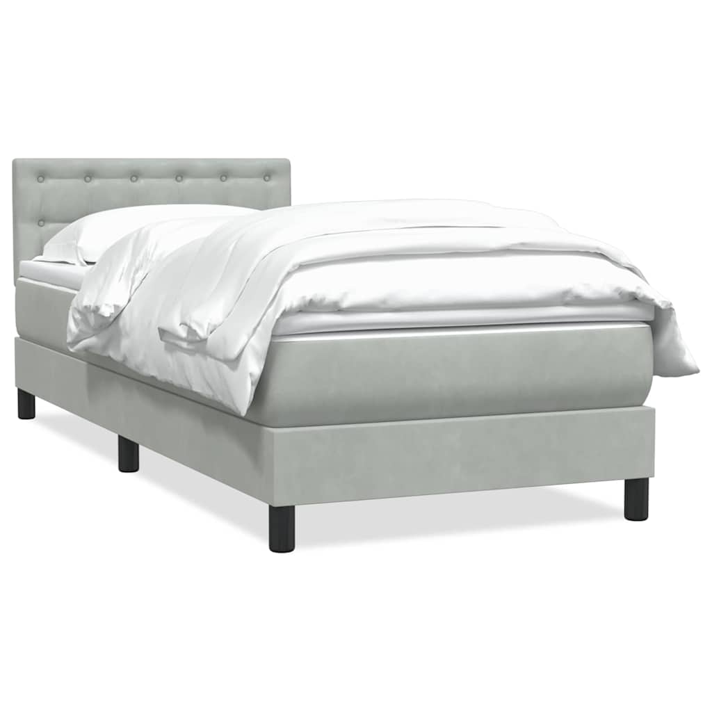 Box Spring krevet s madracem svijetlo sivi 90x220 cm baršun