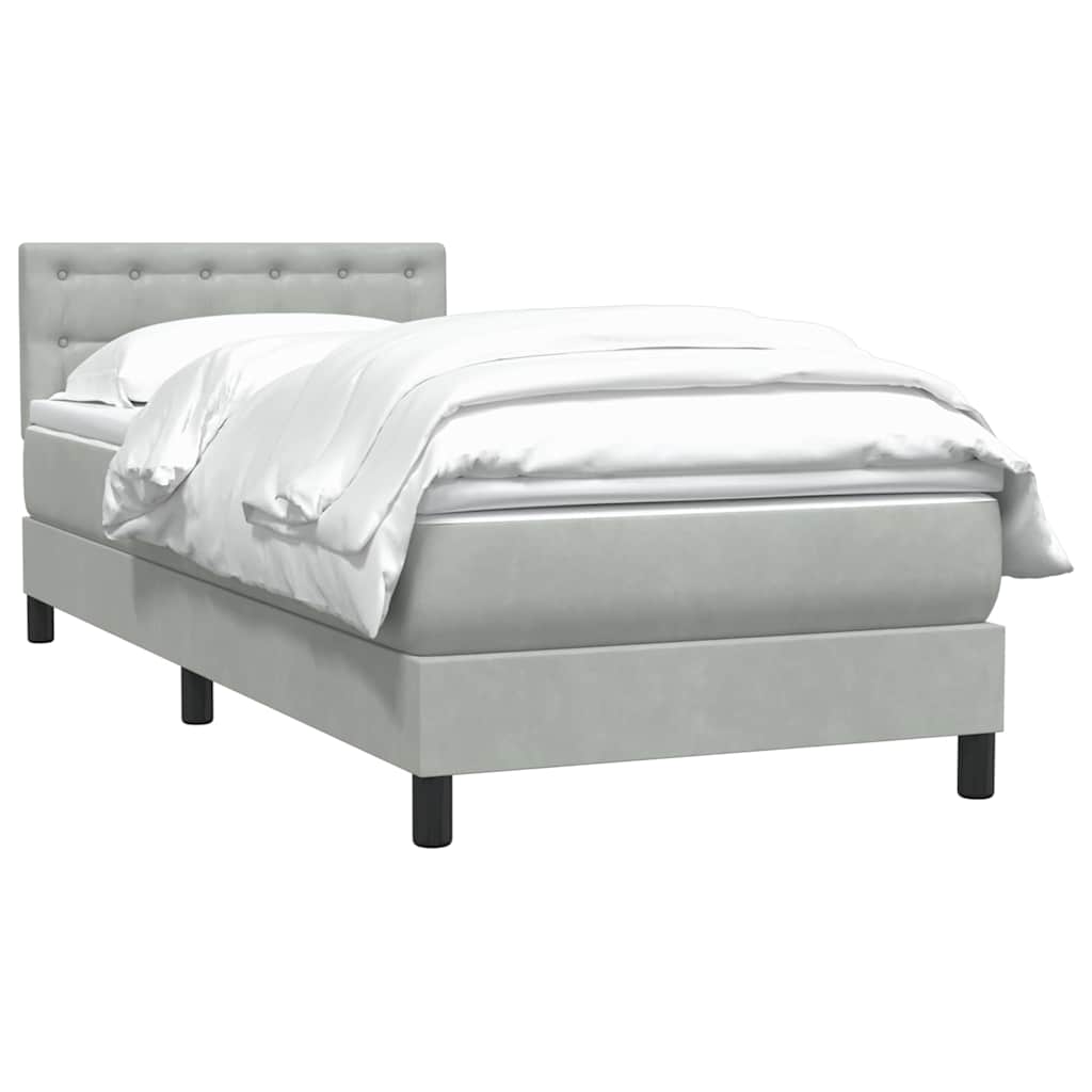 Box Spring krevet s madracem svijetlo sivi 90x220 cm baršun