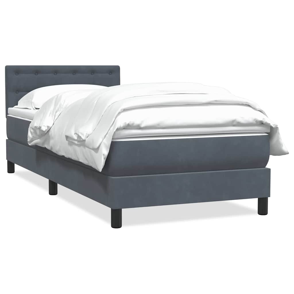 Box spring krevet s madracem tamnosivi 90x220 cm baršunasti