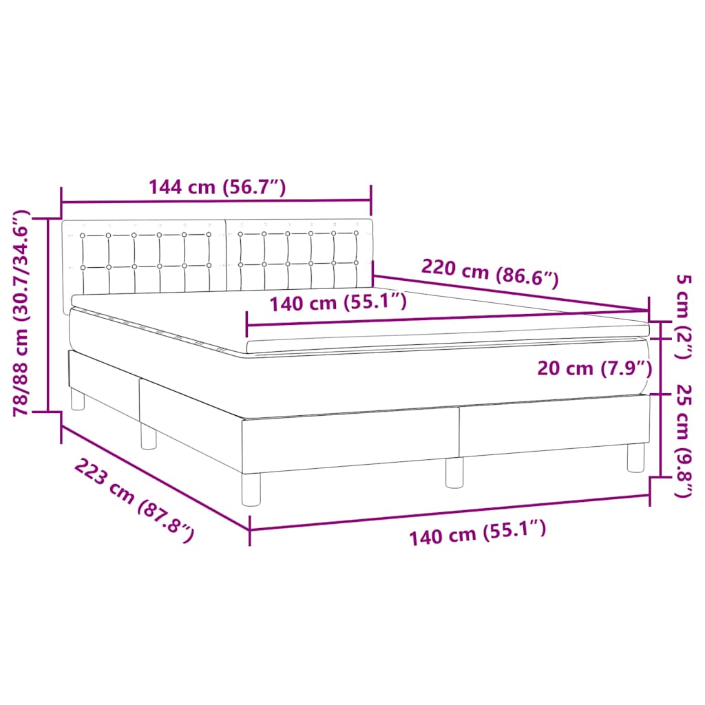 Box Spring krevet s madracem ružičasti 120x220 cm samt