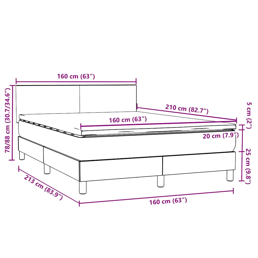 Krevet s oprugama i madracem LED ružičasti 160x210 cm baršunasti