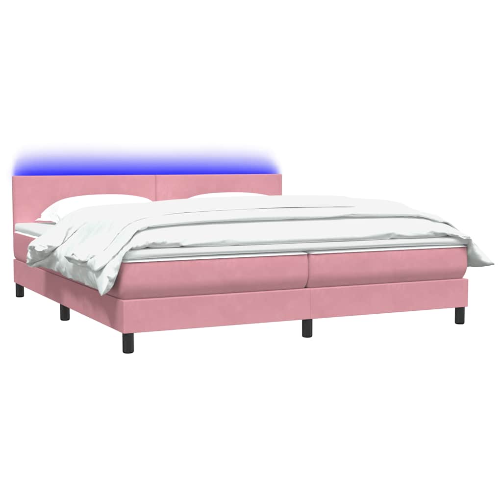 Krevet s oprugama i madracem LED ružičasti 180x210 cm baršunasti