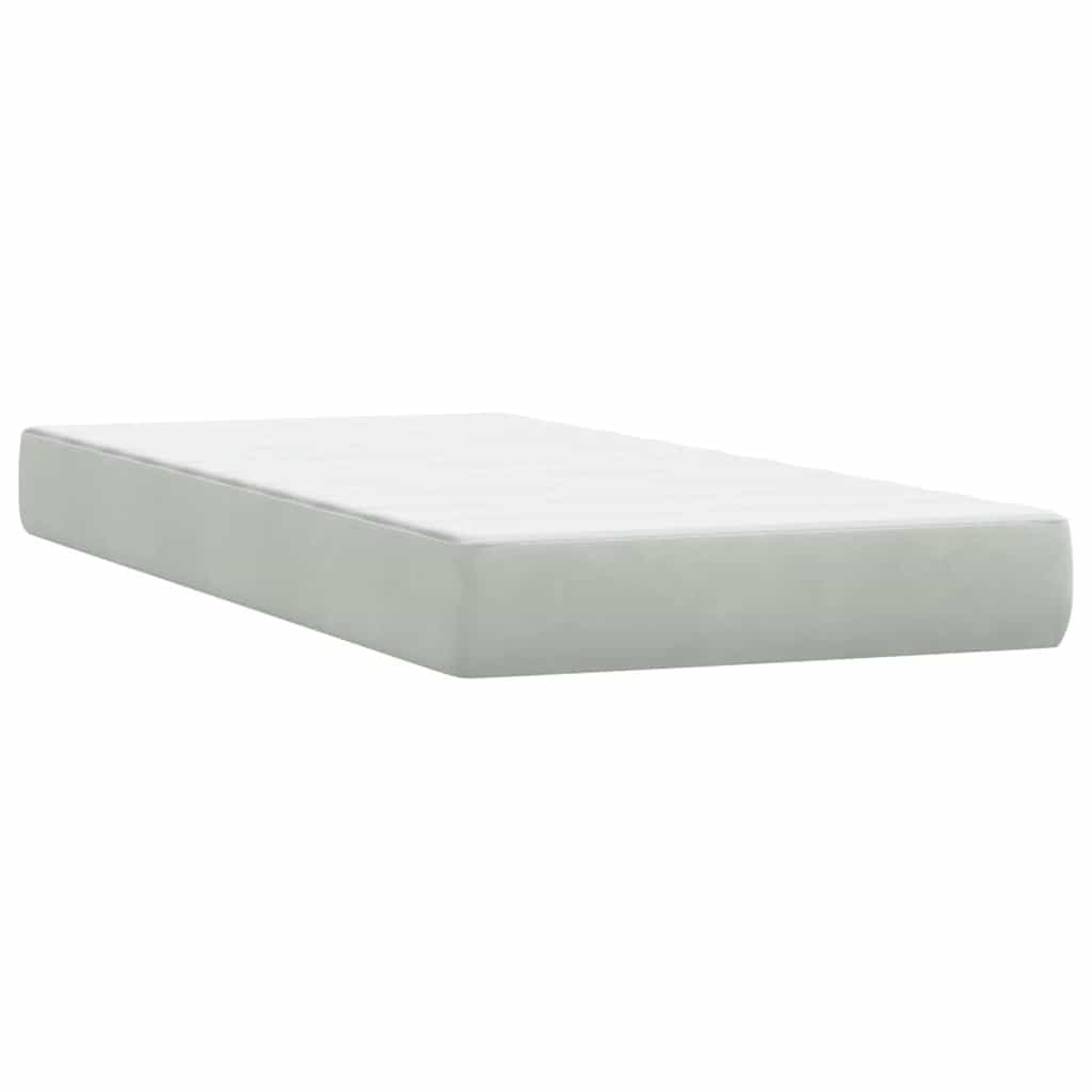 Box Spring krevet s madracem i LED svijetlo sivi 80x220 cm samt