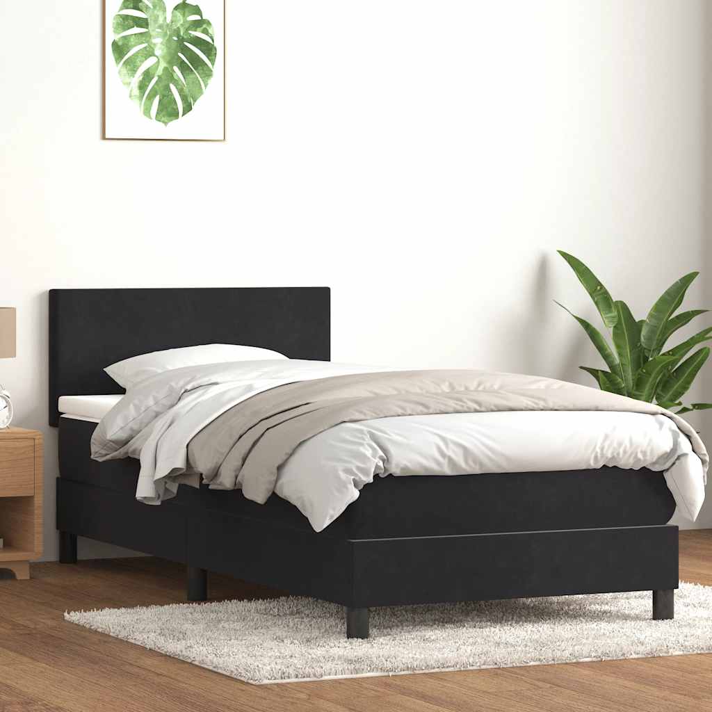 Box Spring krevet s madracem i LED crni 80 x 220 cm baršunasti