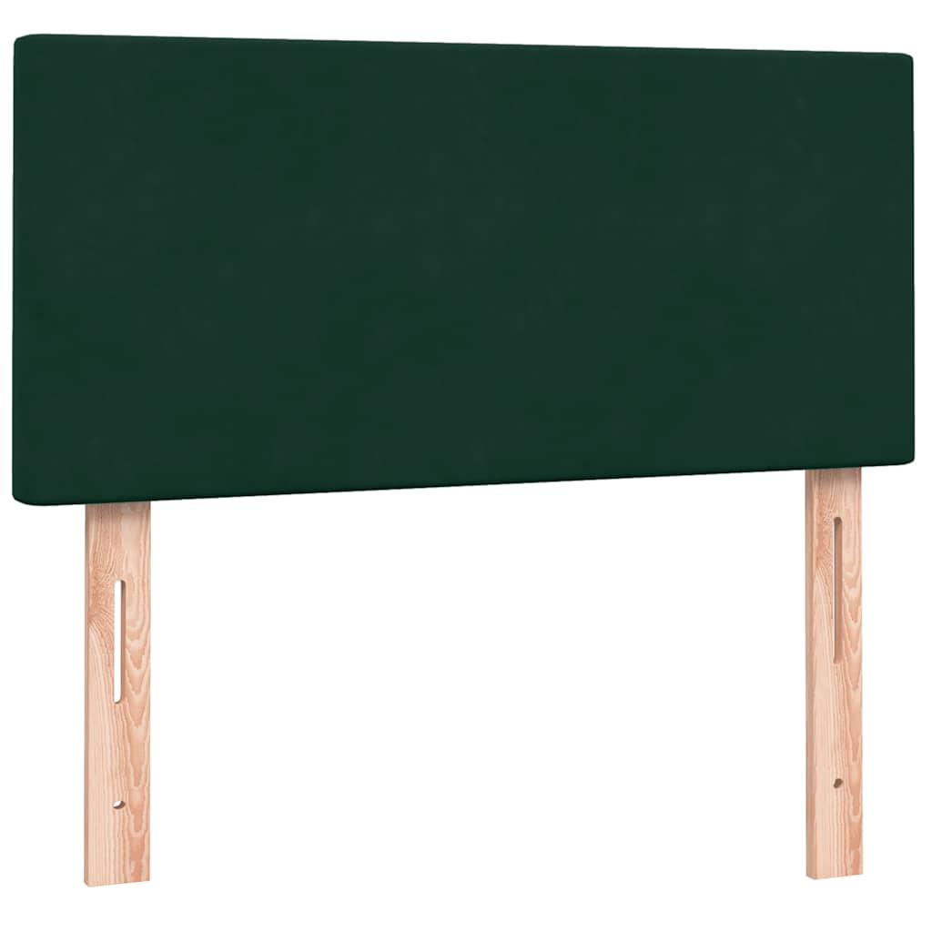 Box Spring krevet s madracem i LED tamnozeleni 80x220 cm baršun