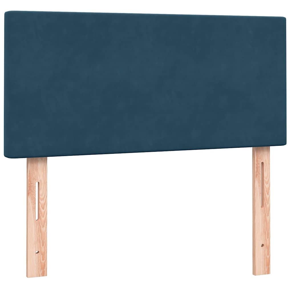 Box Spring krevet s madracem i LED tamnoplavi 80x220 cm baršunasti