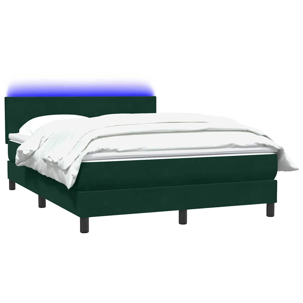 Box Spring krevet s madracem i LED tamno zeleni 160x220 cm baršun