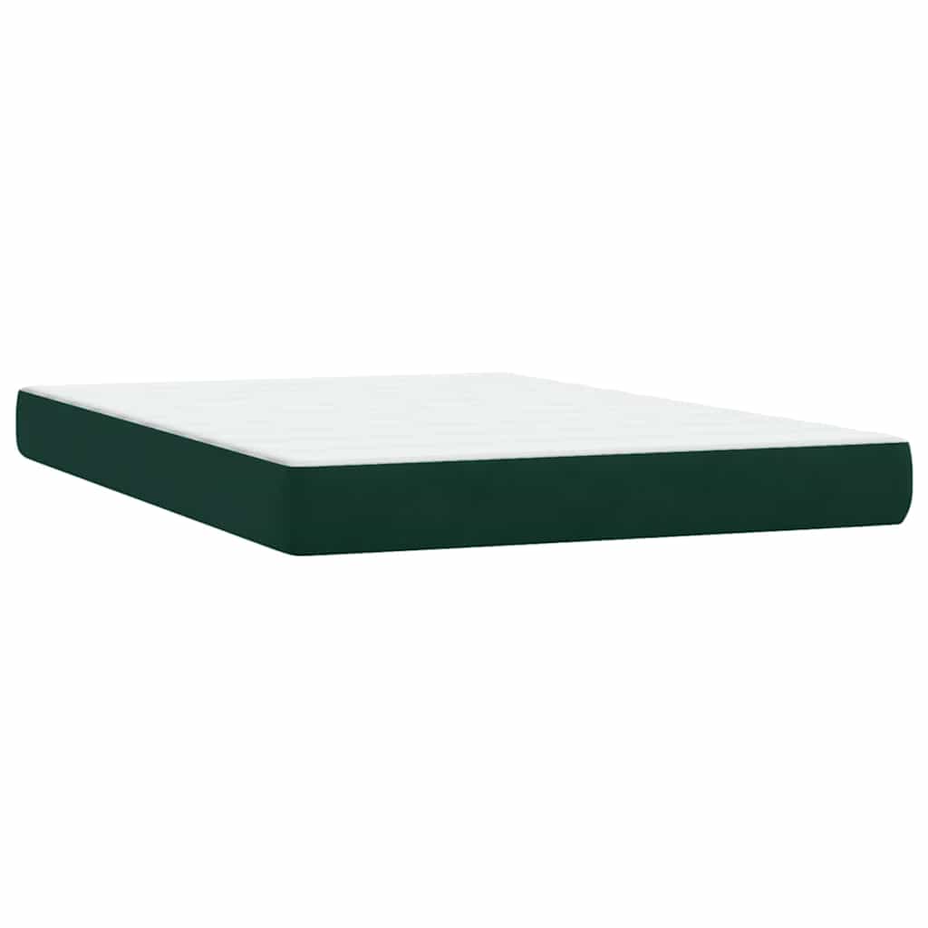 Box Spring krevet s madracem i LED tamno zeleni 160x220 cm baršun