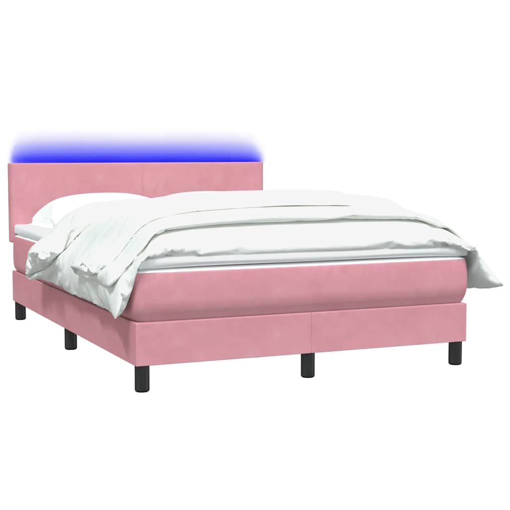 Box Spring krevet s madracem i LED ružičasti 160x220 cm baršun