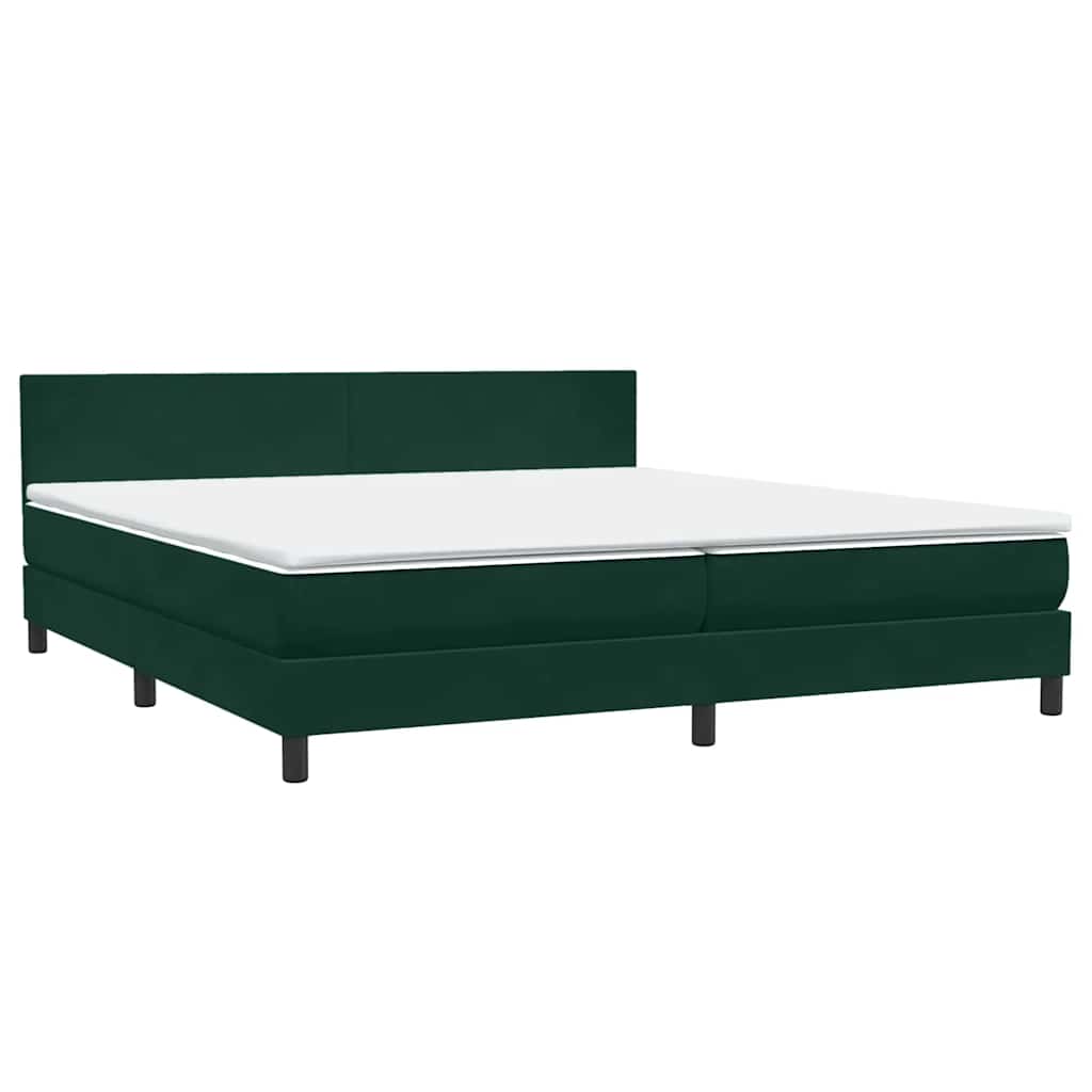 Box Spring krevet s madracem i LED tamno zeleni 180x220 cm baršun