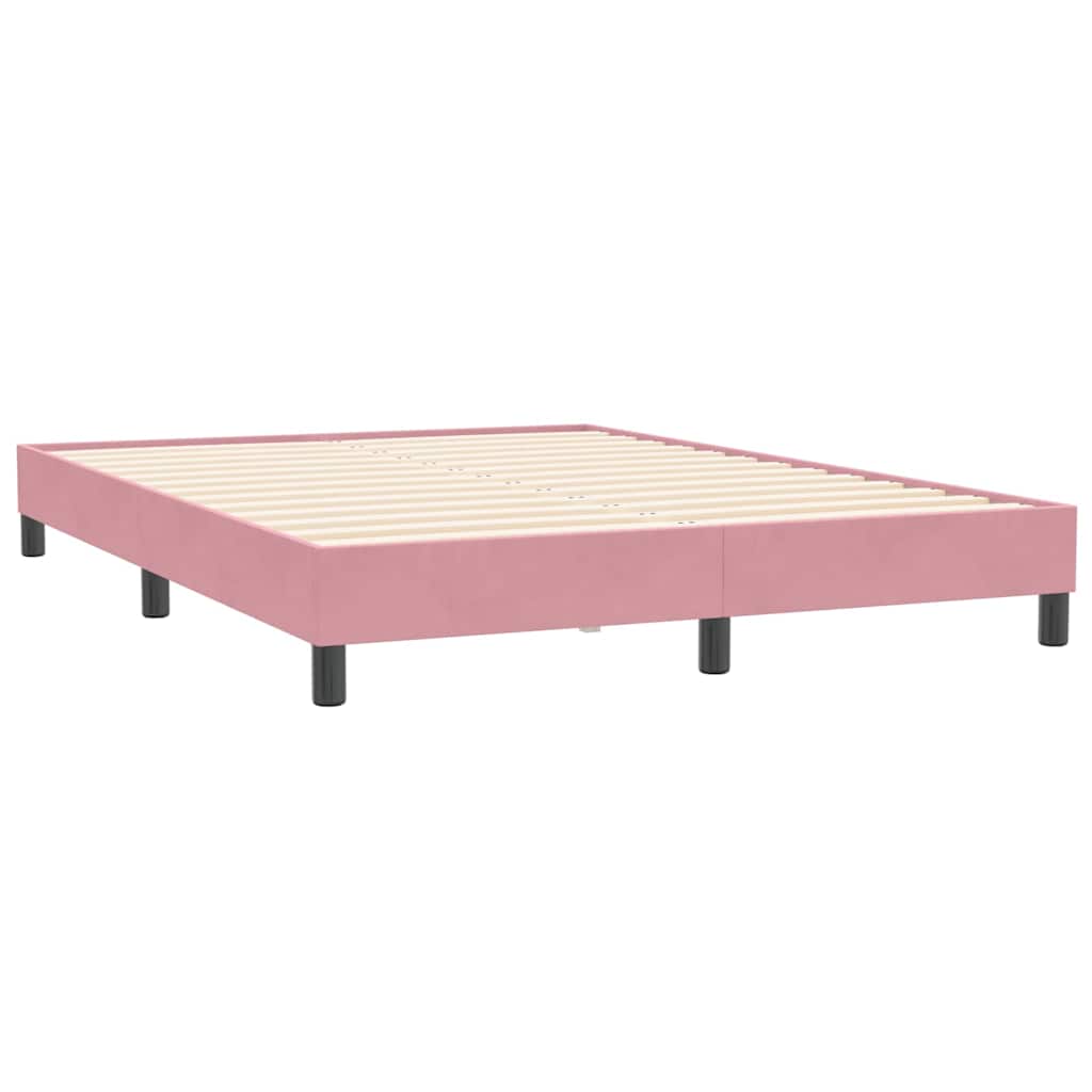 Krevet s oprugama i madracem LED ružičasti 160x210 cm baršunasti