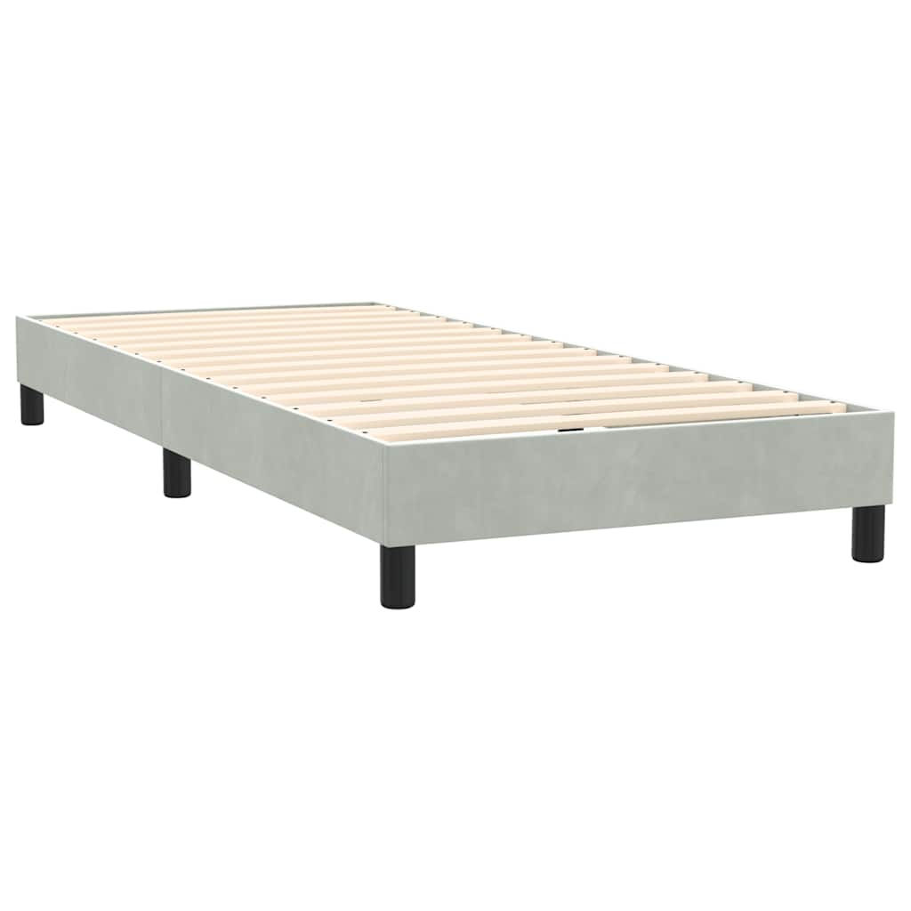 Box Spring krevet s madracem i LED svijetlo sivi 90x220 cm baršun