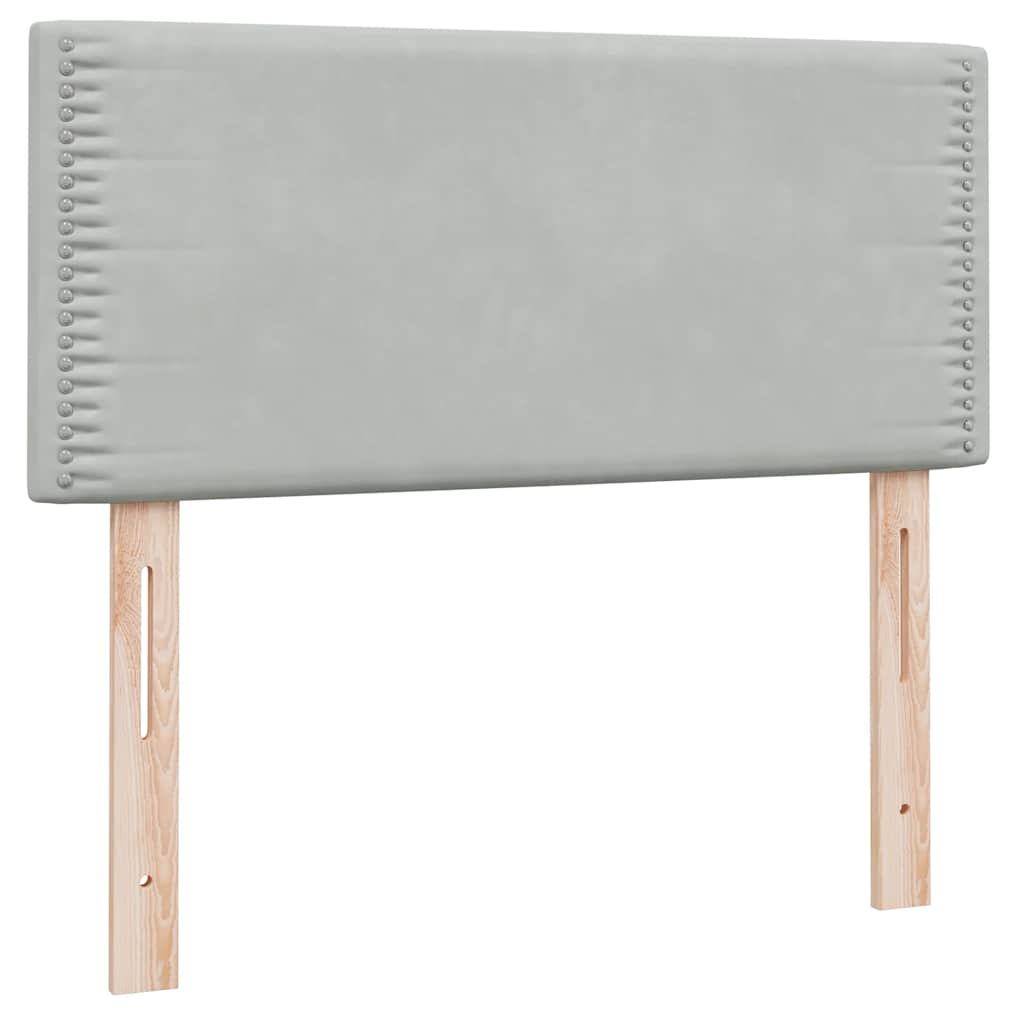 Box Spring krevet s madracem i LED svijetlo sivi 90x220 cm baršun