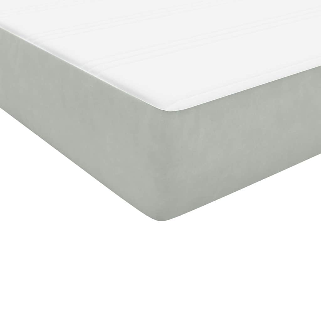 Box Spring krevet s madracem i LED svijetlo sivi 90x220 cm baršun