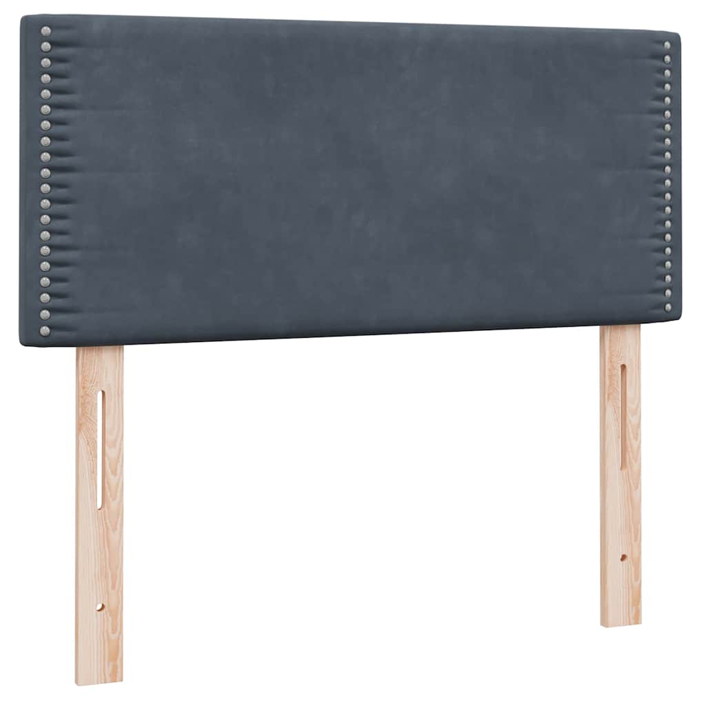 Box Spring krevet s madracem i LED tamnosivi 90x220 cm baršunasti