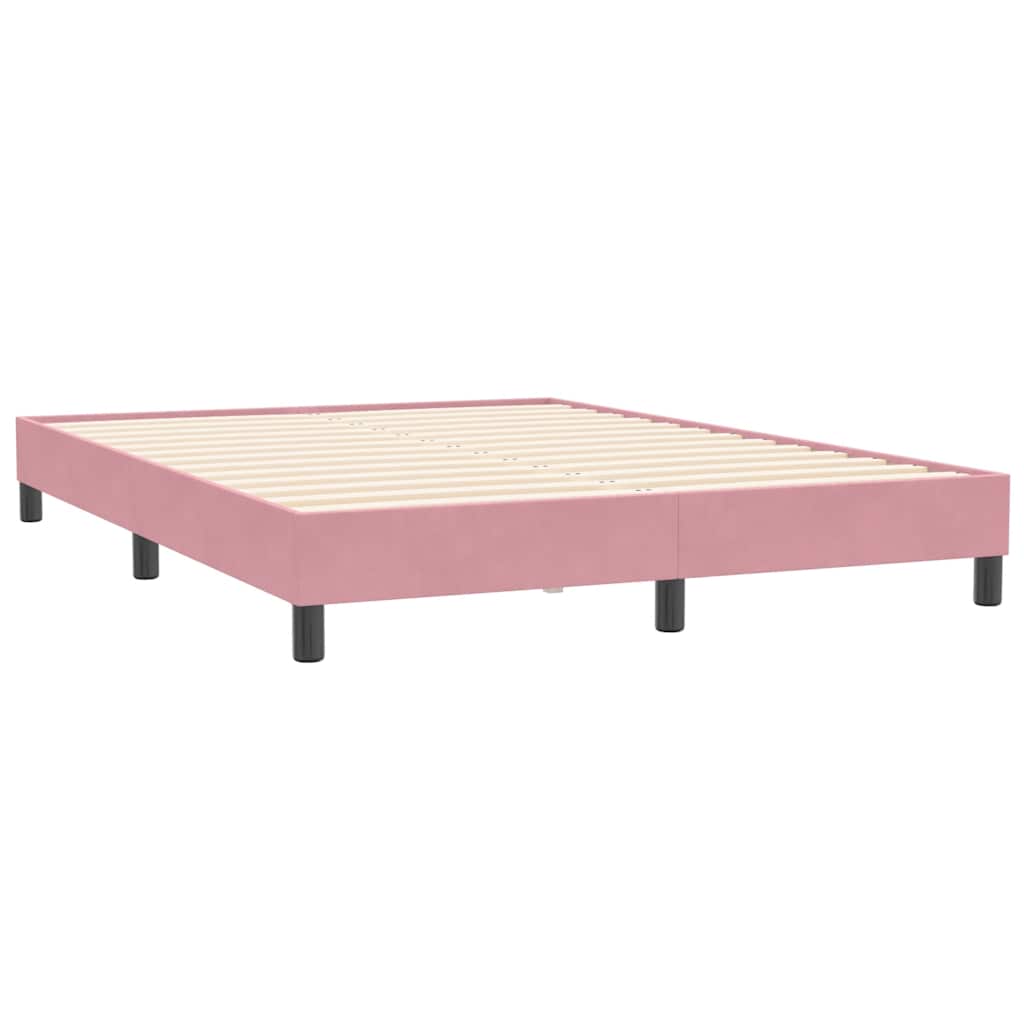 Krevet s oprugama i madracem LED ružičasti 140x210 cm baršunasti