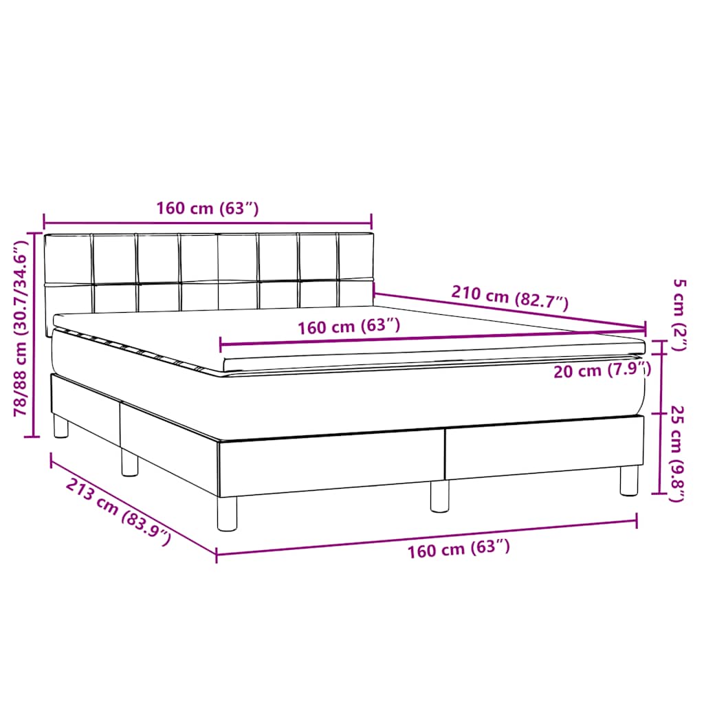 Krevet s oprugama i madracem LED ružičasti 160x210 cm baršunasti