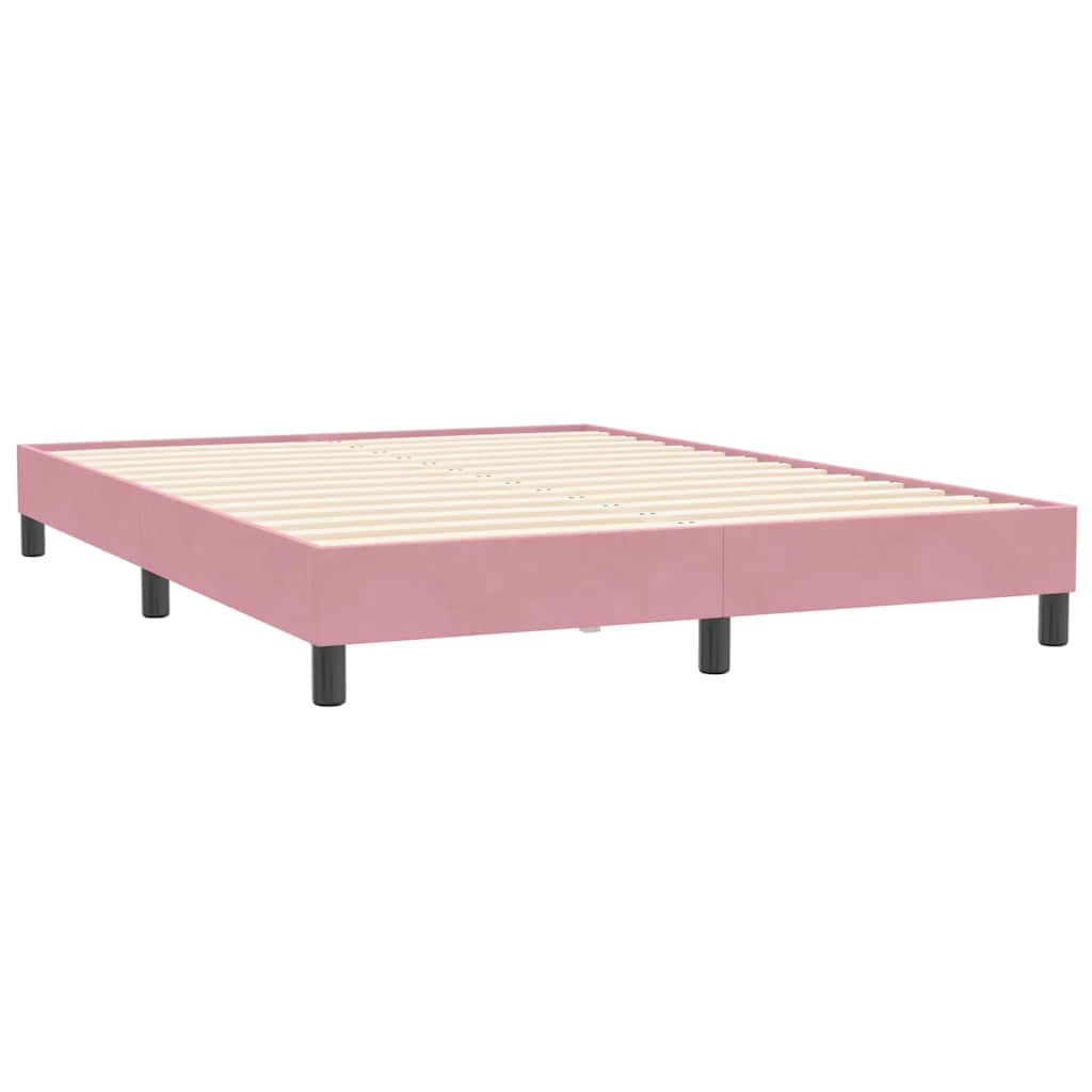Krevet s oprugama i madracem LED ružičasti 160x210 cm baršunasti