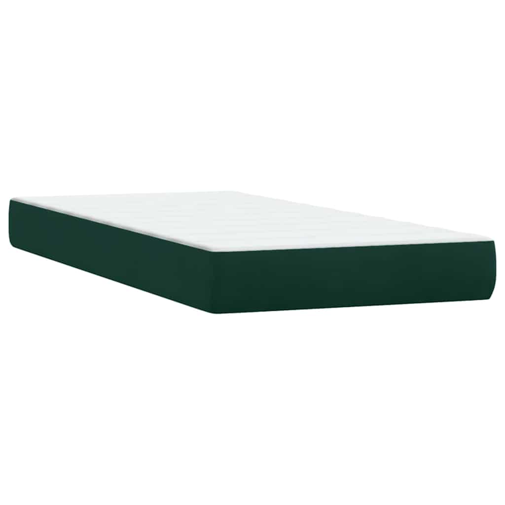 Box Spring krevet s madracem i LED tamnozeleni 80x220 cm baršun
