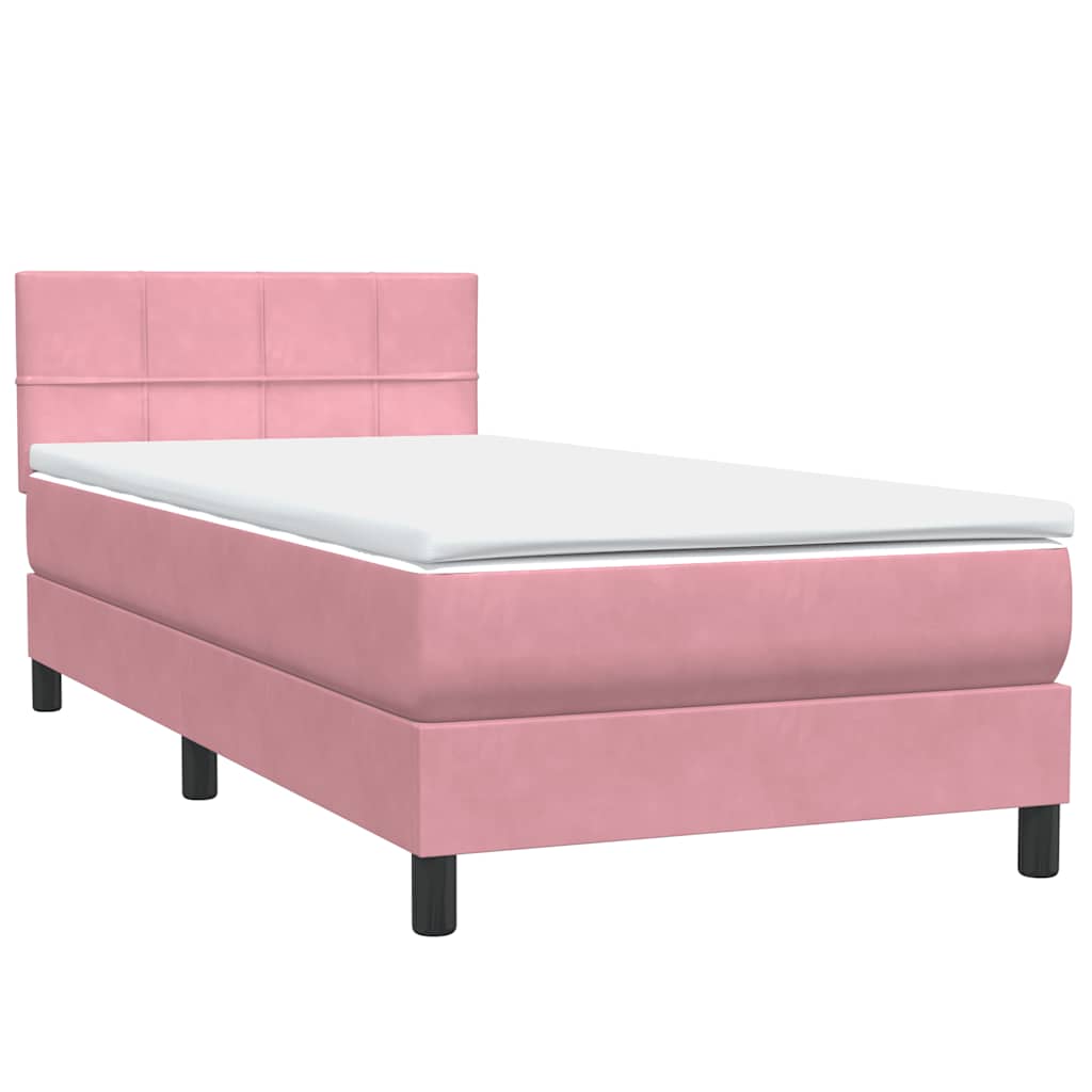 Box Spring krevet s madracem i LED ružičasti 80 x 220 cm baršunasti
