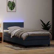 Box Spring krevet s madracem i LED tamno sivi 80x210 cm baršun