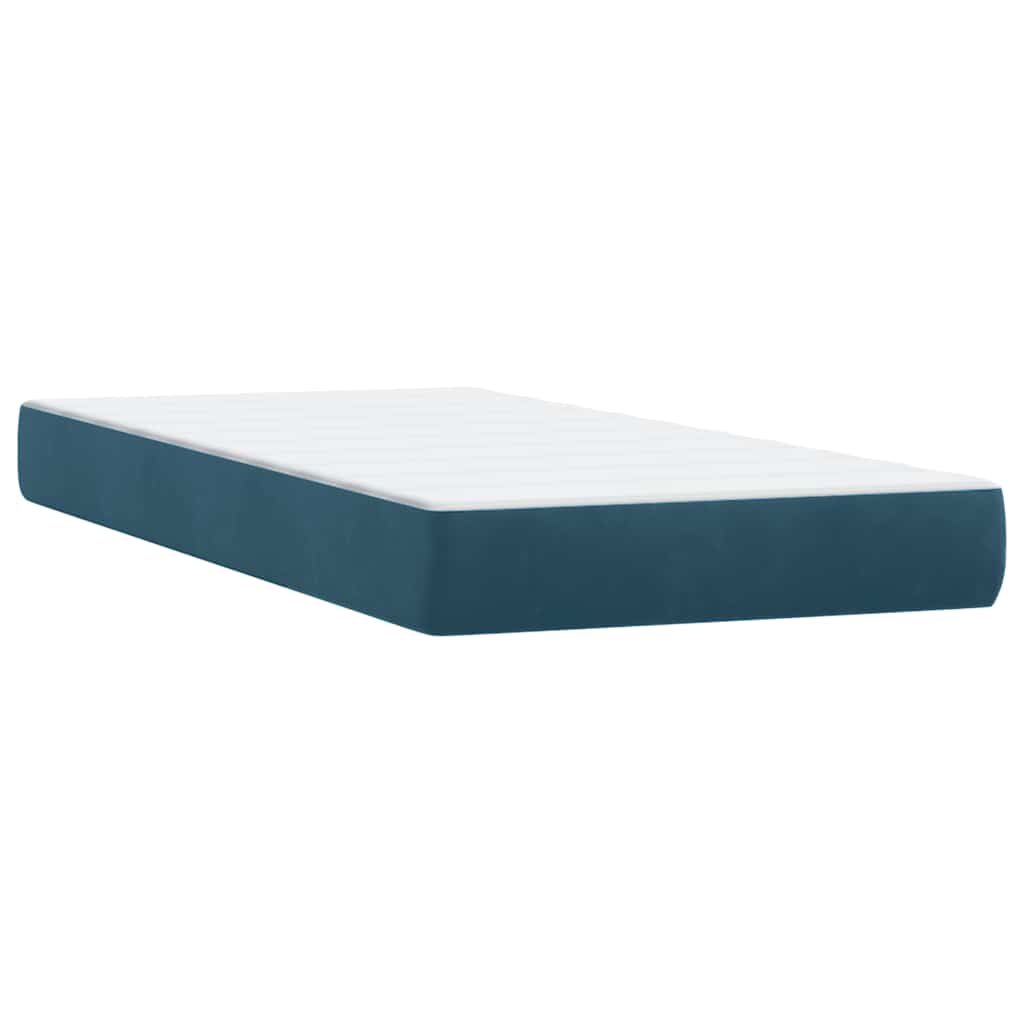 Box Spring krevet s madracem i LED tamnoplavi 80x210 cm baršun