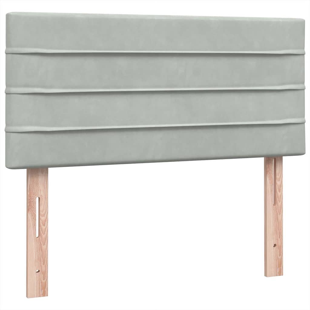 Box Spring krevet s madracem i LED svijetlo sivi 90x210 cm baršun