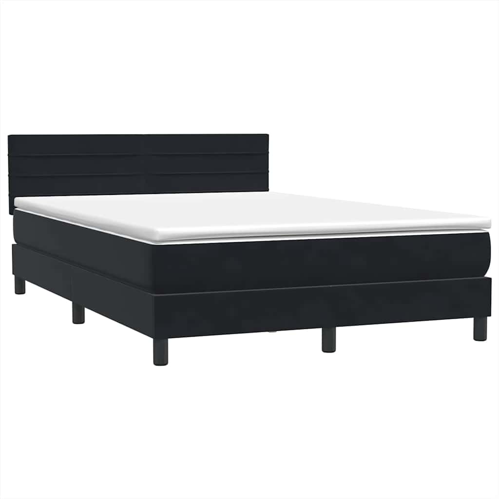 Box Spring krevet s madracem i LED crni 160x210 cm baršunasti