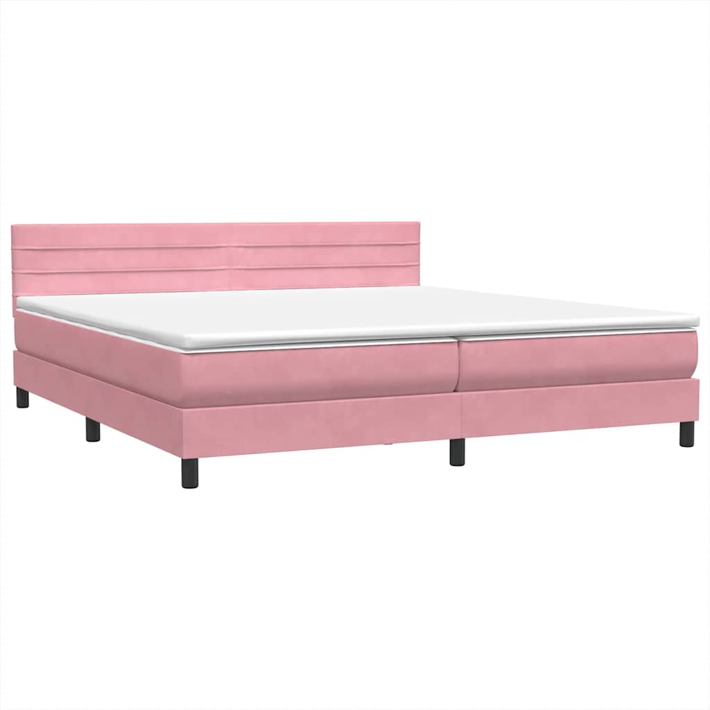 Krevet s oprugama i madracem LED ružičasti 180x210 cm baršunasti