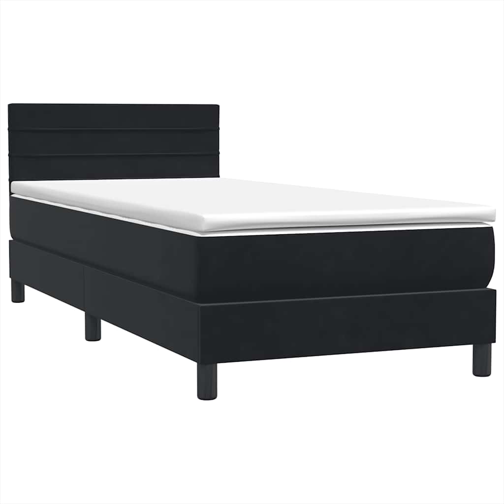 Box Spring krevet s madracem i LED crni 80 x 220 cm baršunasti