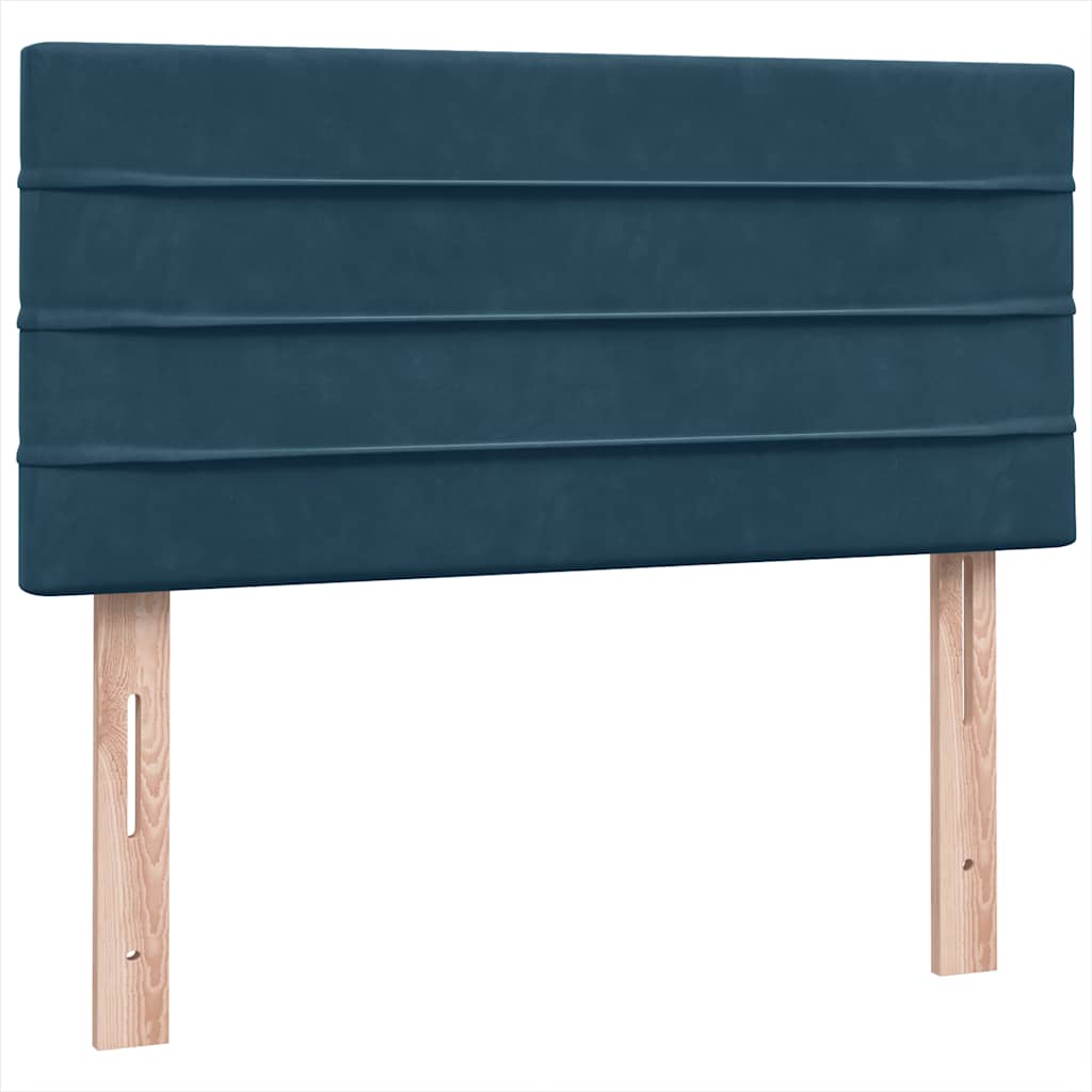Box Spring krevet s madracem i LED tamnoplavi 80x220 cm baršunasti