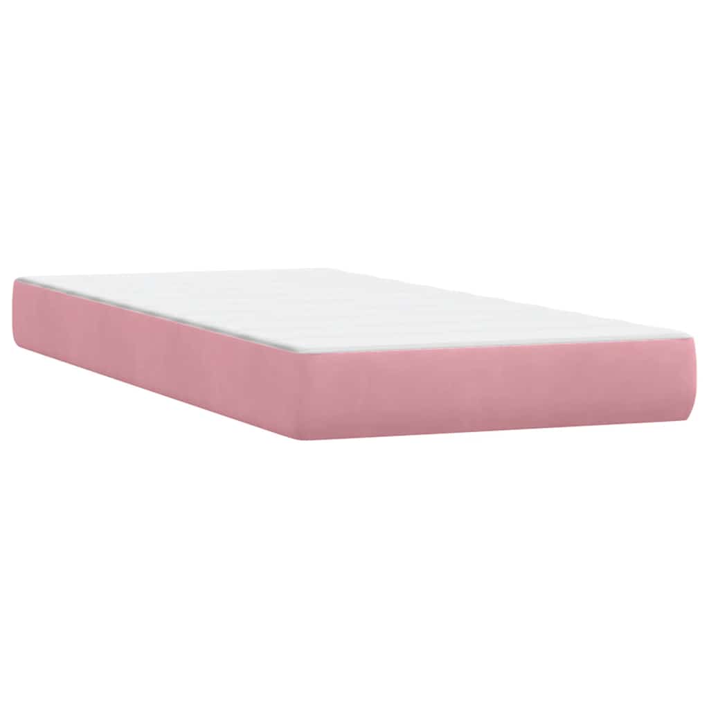 Box Spring krevet s madracem i LED ružičasti 80 x 220 cm baršunasti