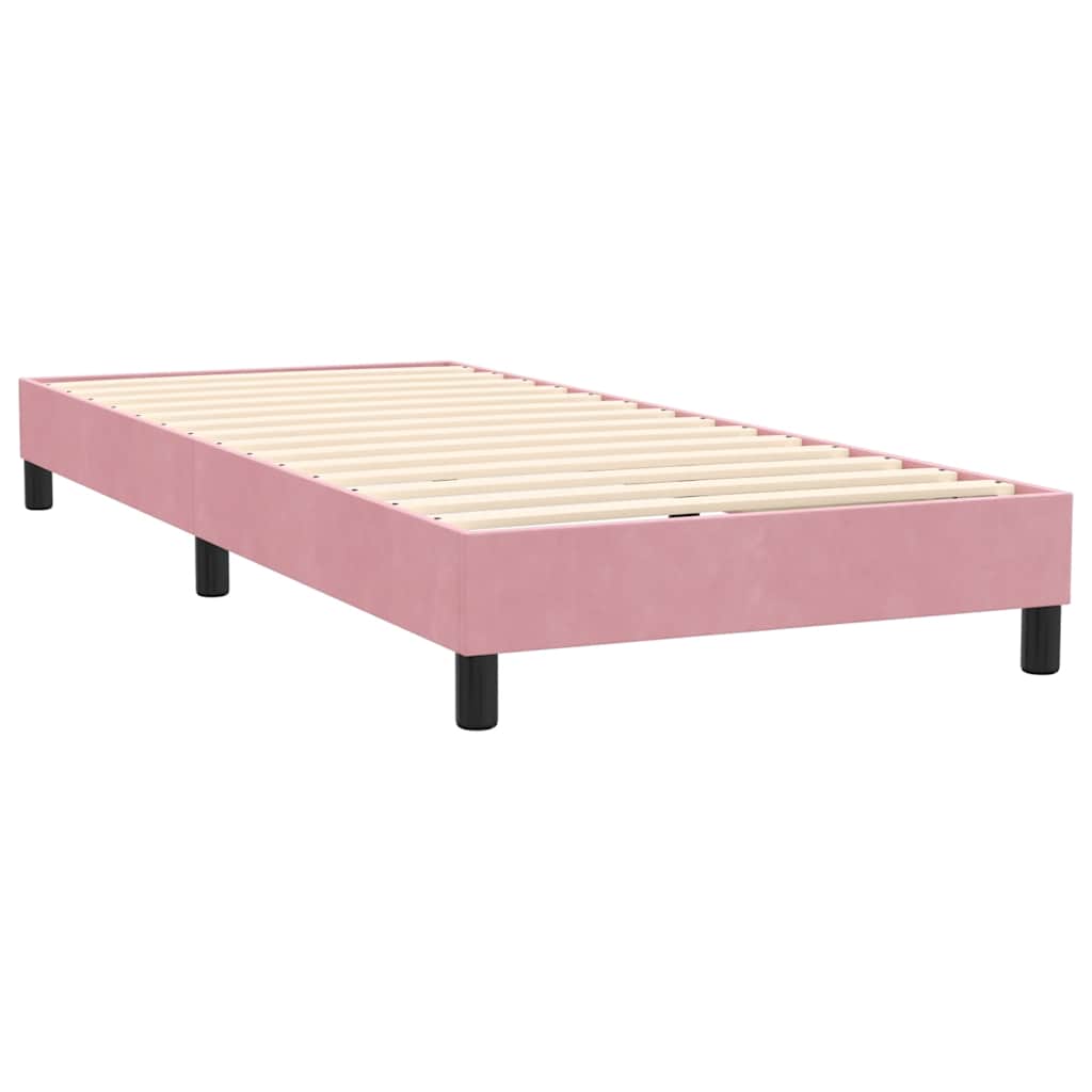 Box Spring krevet s madracem i LED ružičasti 90x220 cm baršunasti