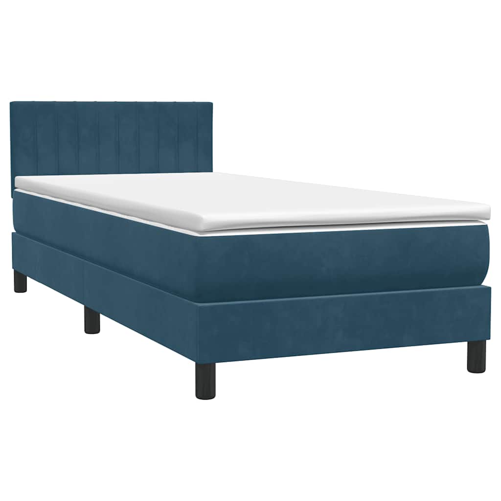 Box Spring krevet s madracem i LED tamnoplavi 80x210 cm baršun