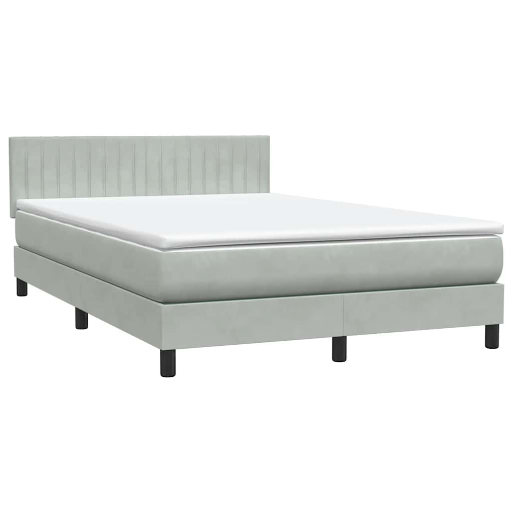 Krevet s oprugama i madracem LED svjetlosivi 160x210 cm baršunasti