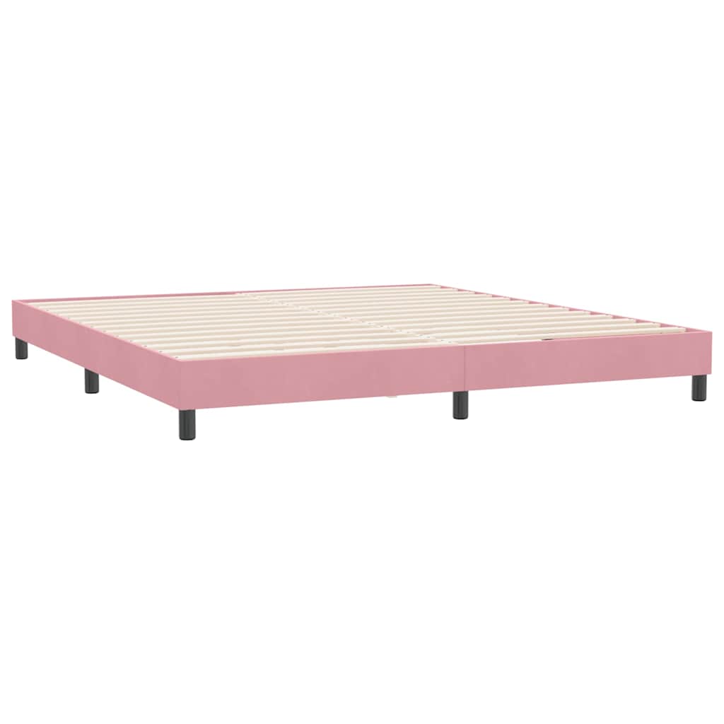 Krevet s oprugama i madracem LED ružičasti 180x210 cm baršunasti