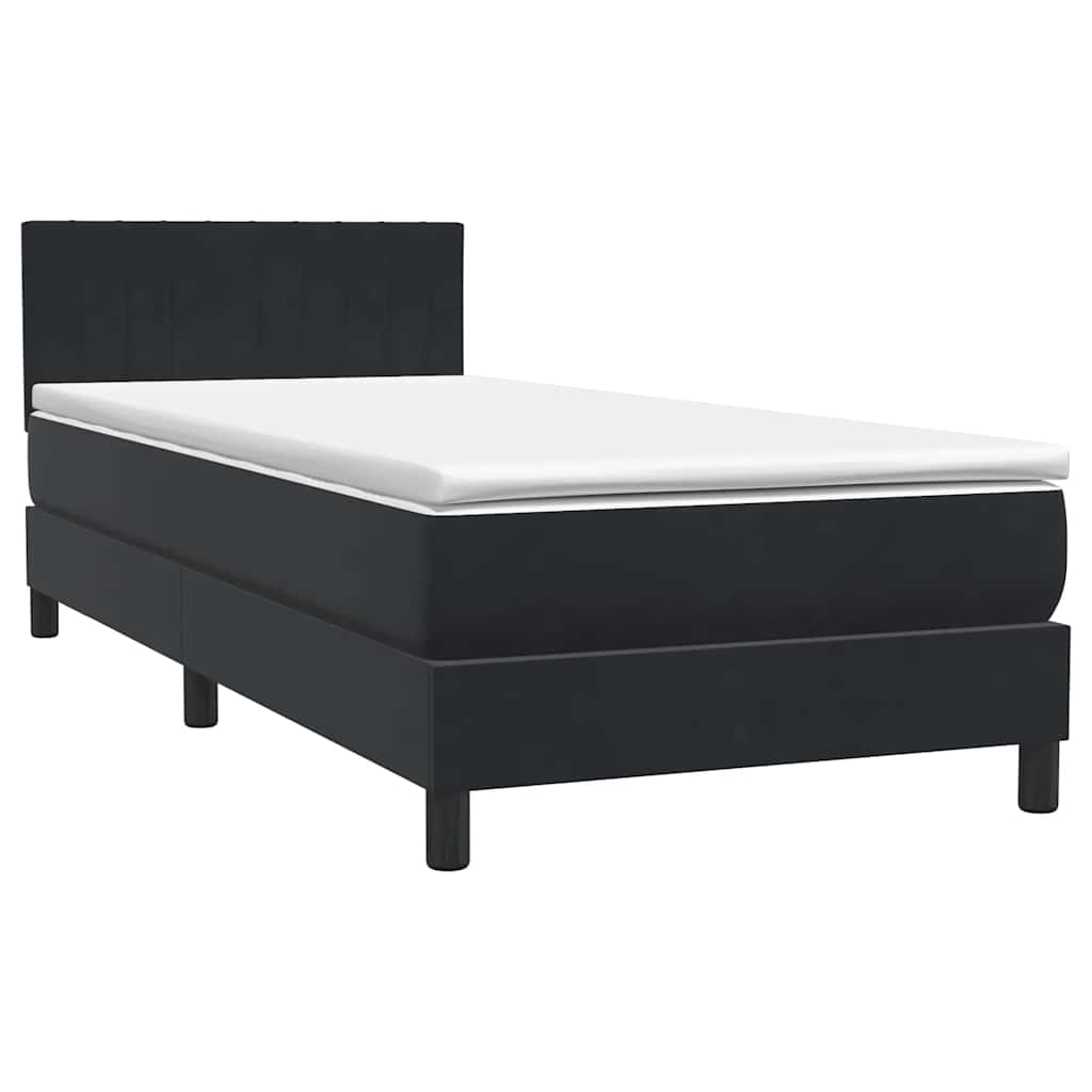 Box Spring krevet s madracem i LED crni 80 x 220 cm baršunasti