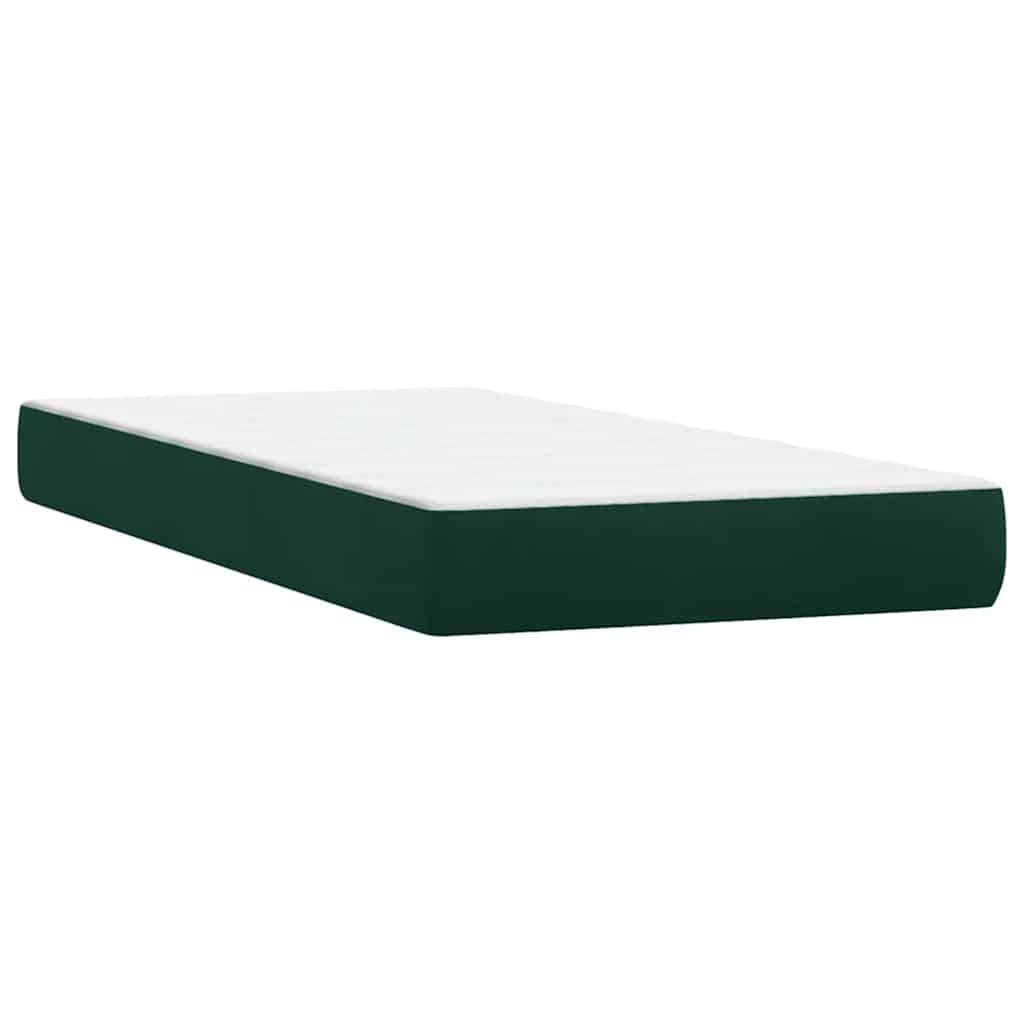 Box Spring krevet s madracem i LED tamnozeleni 80x220 cm baršun