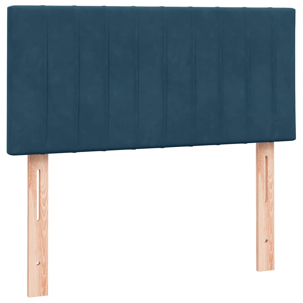 Box Spring krevet s madracem i LED tamnoplavi 80x220 cm baršunasti
