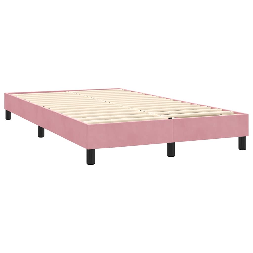 Box Spring krevet s madracem i LED ružičasti 140x220 cm baršun