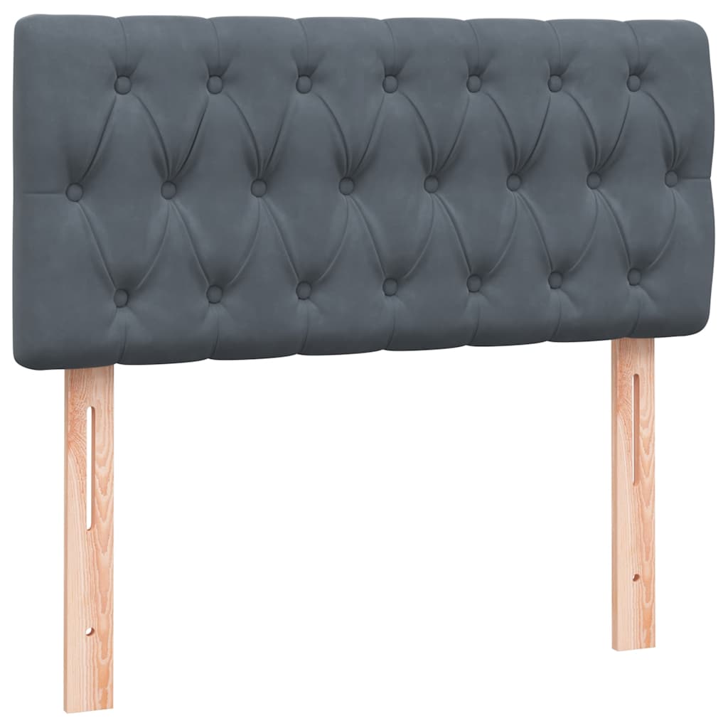Box Spring krevet s madracem i LED tamno sivi 80x210 cm baršun