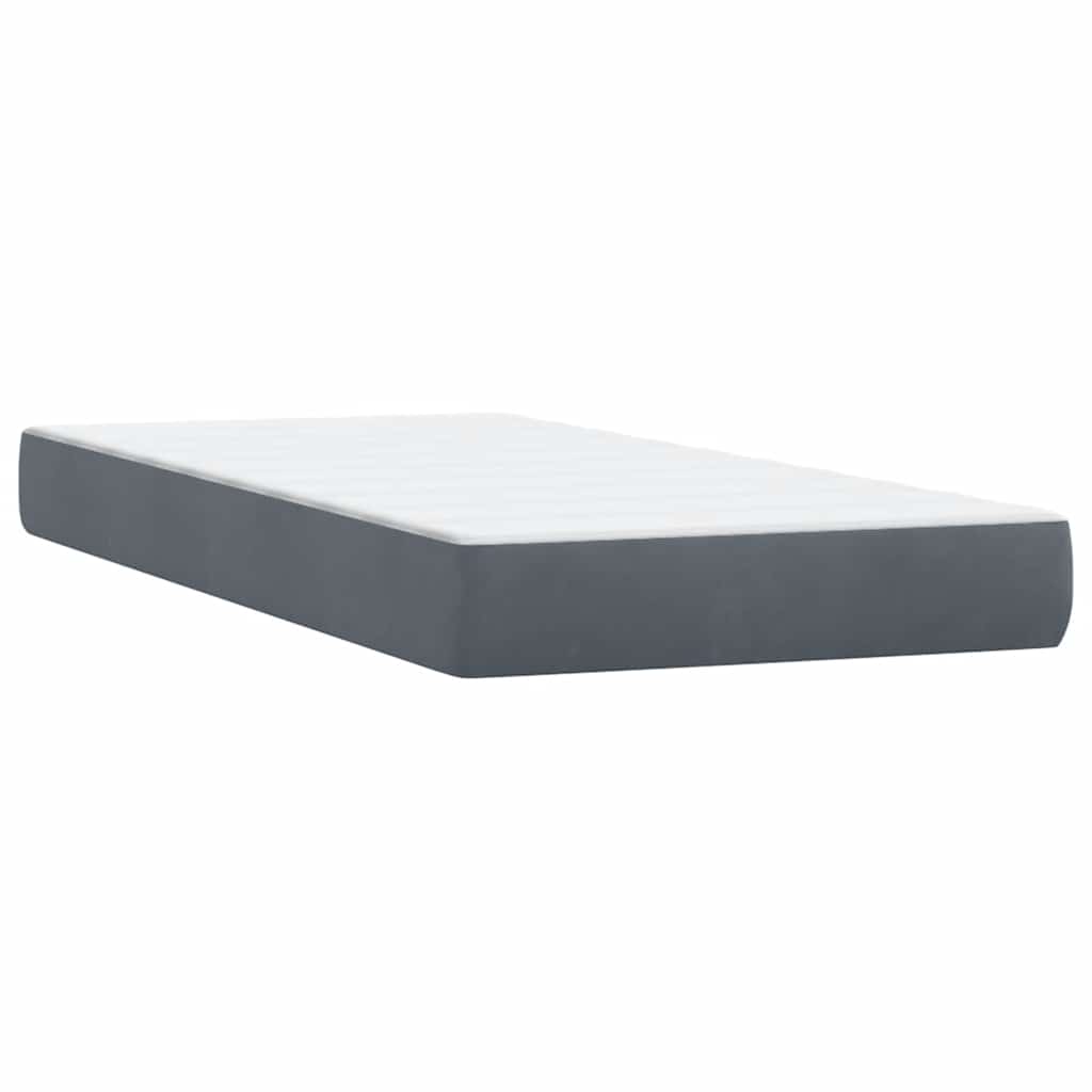 Box Spring krevet s madracem i LED tamno sivi 80x210 cm baršun