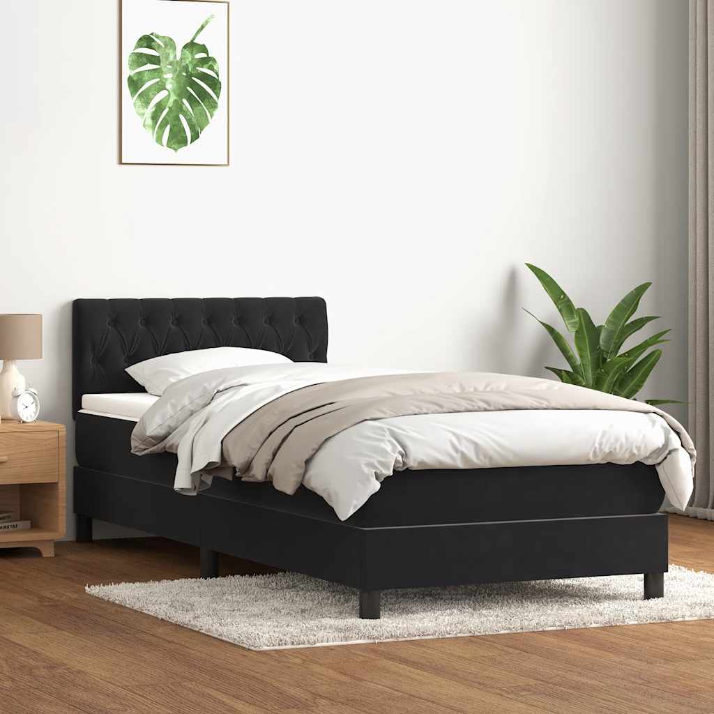 Box Spring krevet s madracem i LED crni 80 x 220 cm baršunasti