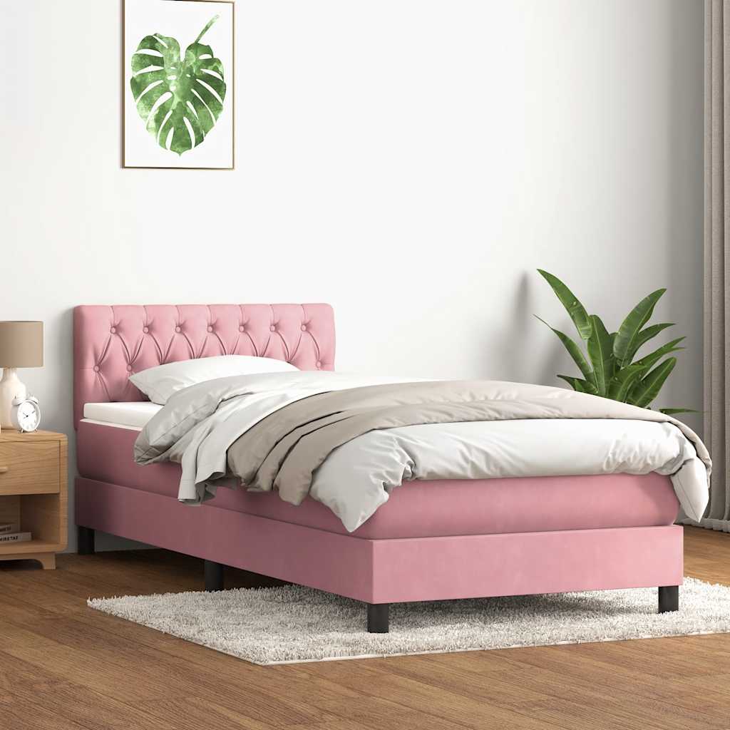 Box Spring krevet s madracem i LED ružičasti 80 x 220 cm baršunasti