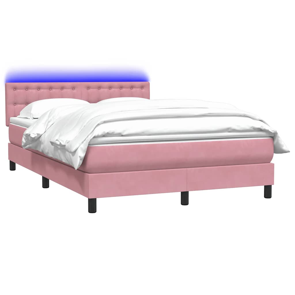 Krevet s oprugama i madracem LED ružičasti 160x210 cm baršunasti