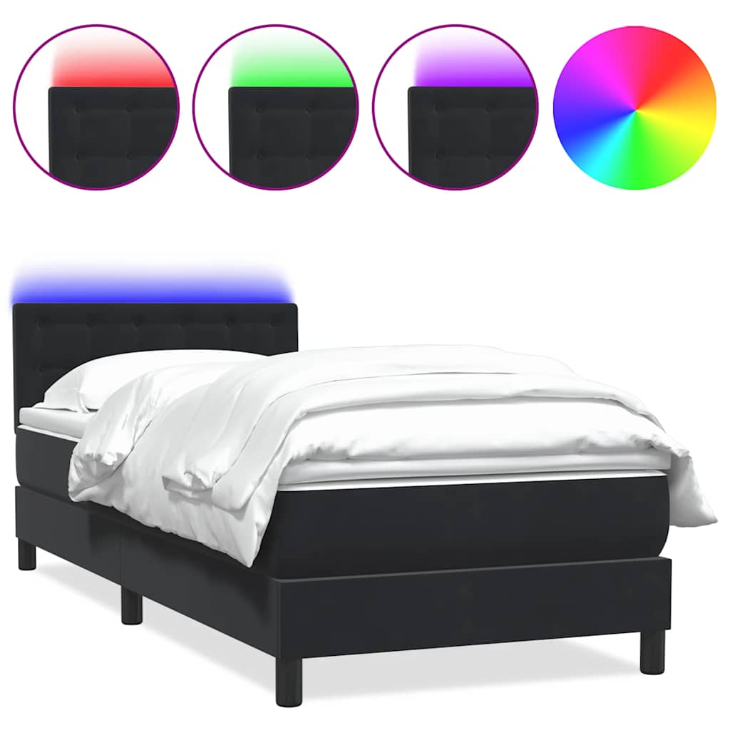 Box Spring krevet s madracem i LED crni 80 x 220 cm baršunasti