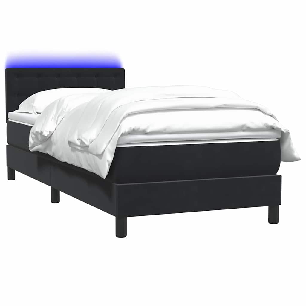 Box Spring krevet s madracem i LED crni 80 x 220 cm baršunasti