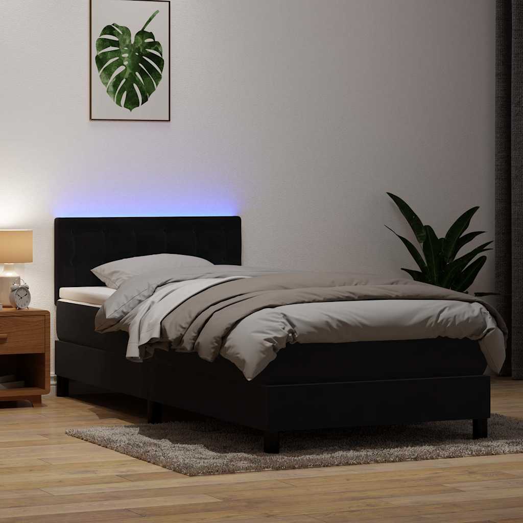 Box Spring krevet s madracem i LED crni 80 x 220 cm baršunasti