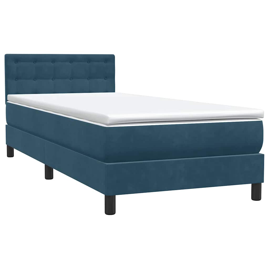 Box Spring krevet s madracem i LED tamnoplavi 80x220 cm baršunasti